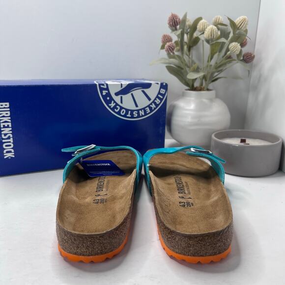 Birkenstock Madrid BS Birko Flor Sandal Lack Ocean Green Men 10/EU 43 NWB Narrow main image 9